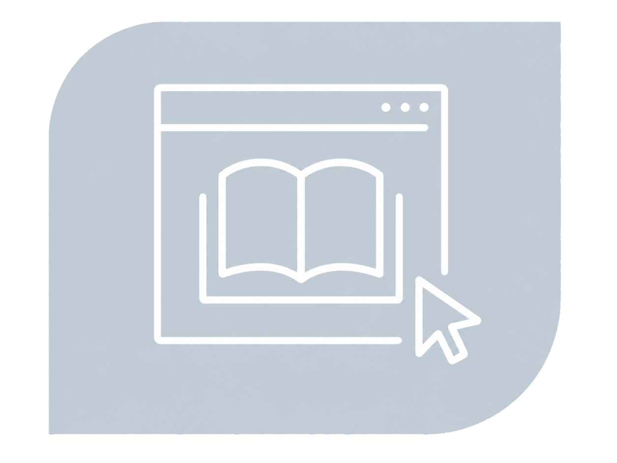 Simplified browser with open book icon 2
